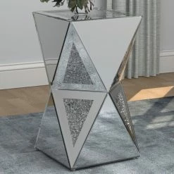 Top 10 😀 Silver Orchid Accord Silver Geometric Side Table - 13.75" X 13.75" X 24" 🛒