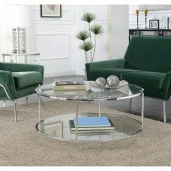 Brand new ✨ Silver Orchid Farrar Glass 2-tier Round Coffee Table Gold 👏