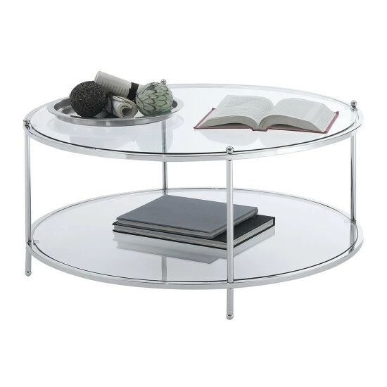 Brand new ⨠Silver Orchid Farrar Glass 2-tier Round Coffee Table Gold đ 4 Brand new ⨠Silver Orchid Farrar Glass 2-tier Round Coffee Table Gold đ - Image 2