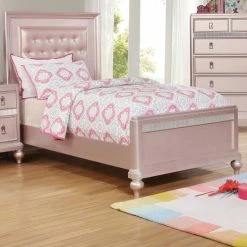 Best Sale 🎁 Silver Orchid Gibson Mirror Trim Panel Bed Rose Gold ⭐