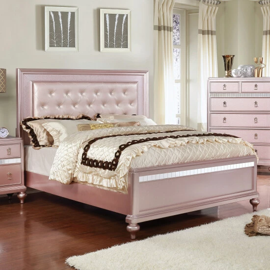 Best Sale đ Silver Orchid Gibson Mirror Trim Panel Bed Rose Gold â - Image 4