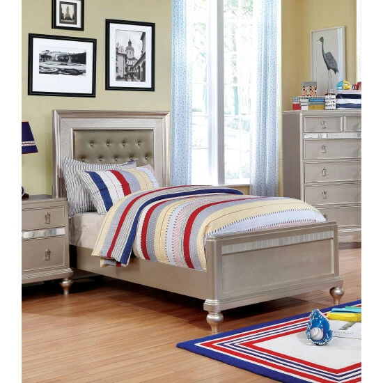 Best Sale đ Silver Orchid Gibson Mirror Trim Panel Bed Rose Gold â - Image 7