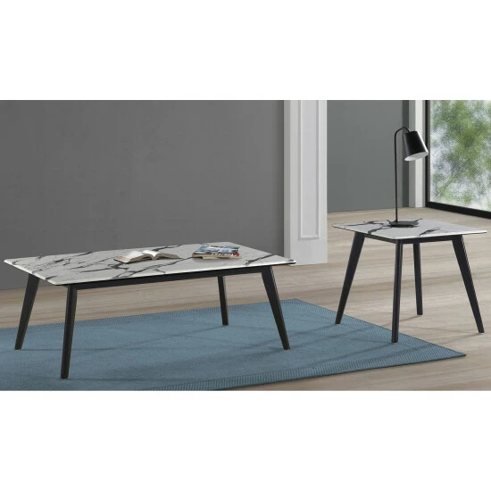 Promo đ Silver Orchid Persson Black/White Rectangle Coffee Table đ - Image 7