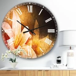 Flash Sale ⌛ Silver Orchid Fonteney Floral Oversized Metal Clock 🥰