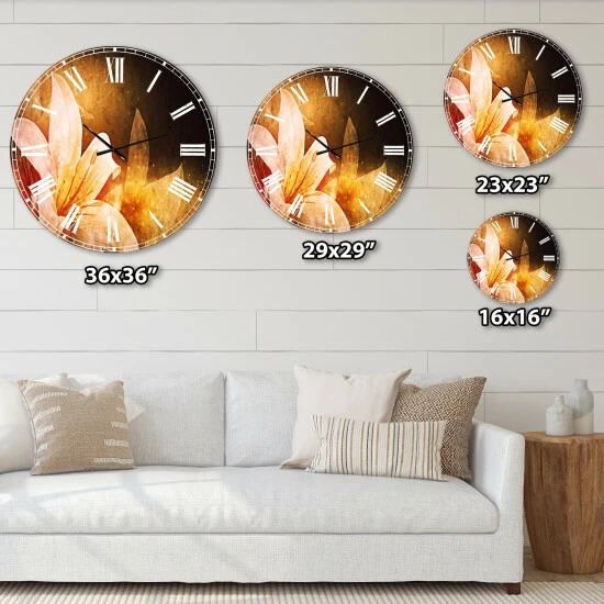 Flash Sale â Silver Orchid Fonteney Floral Oversized Metal Clock 𼰠- Image 4