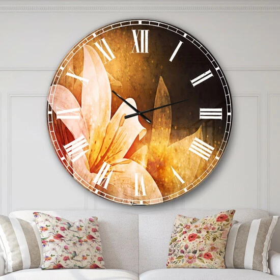 Flash Sale â Silver Orchid Fonteney Floral Oversized Metal Clock 𼰠- Image 6