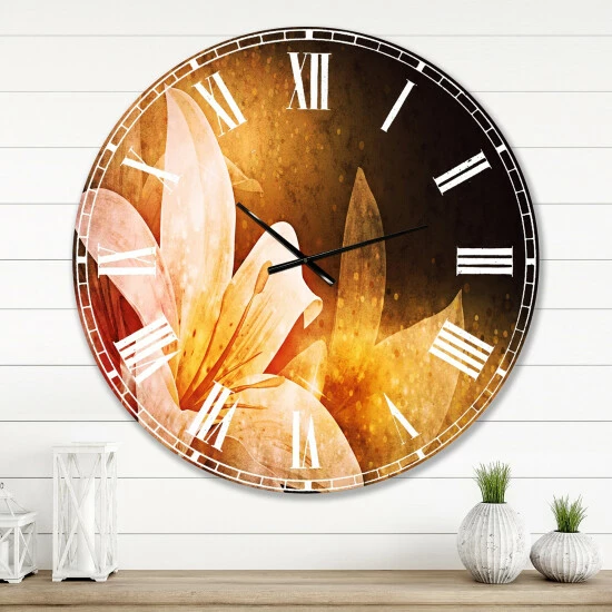 Flash Sale â Silver Orchid Fonteney Floral Oversized Metal Clock 𼰠- Image 7