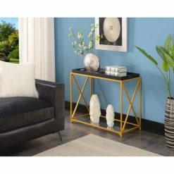 Outlet ⭐ Silver Orchid St. Ambrose Console Table White/gold 🔥