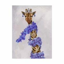 Deals ❤️ Silver Orchid 'Giraffe With Purple Boa' Canvas Art ✨