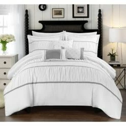 Flash Sale ✔️ Silver Orchid Monroe White 10-piece Bed In A Bag With Sheet Set 👏