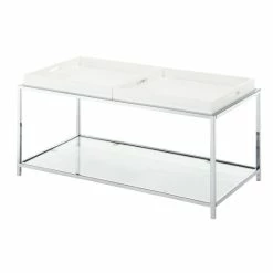 Promo 👍 Silver Orchid Makay Coffee Table With Removable Trays White 😉