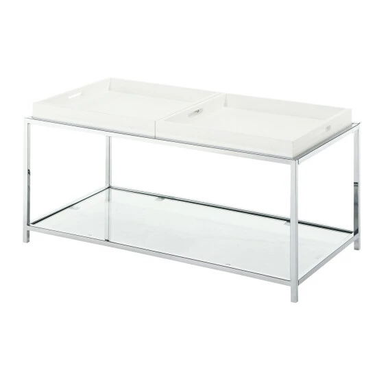 Promo đ Silver Orchid Makay Coffee Table With Removable Trays White đ 3 Promo đ Silver Orchid Makay Coffee Table With Removable Trays White đ