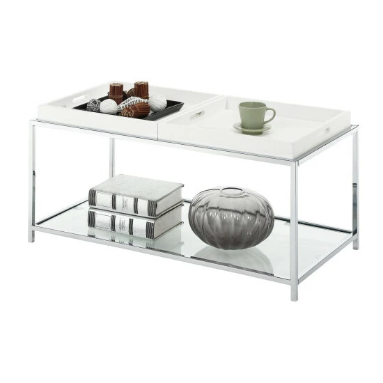 Promo đ Silver Orchid Makay Coffee Table With Removable Trays White đ 4 Promo đ Silver Orchid Makay Coffee Table With Removable Trays White đ - Image 2