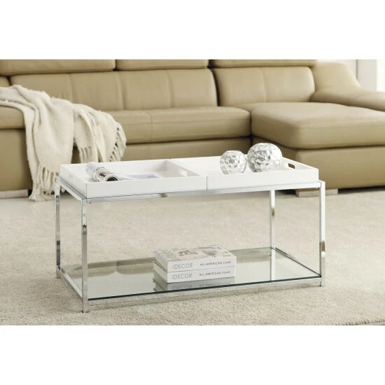Promo đ Silver Orchid Makay Coffee Table With Removable Trays White đ 6 Promo đ Silver Orchid Makay Coffee Table With Removable Trays White đ - Image 4