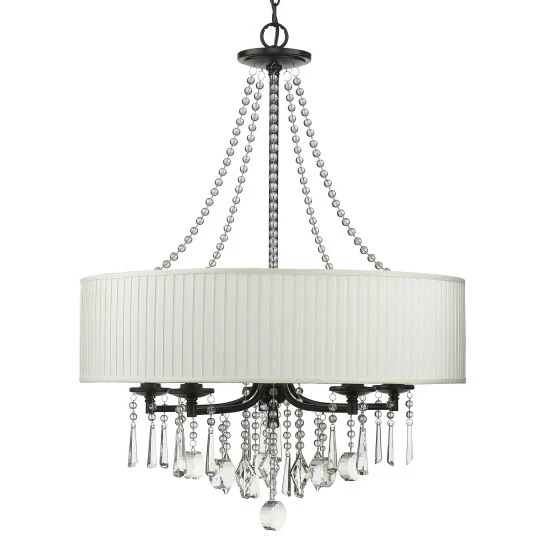 Buy đŻ Silver Orchid Ilyinsky Crystal/ Linen Drum Shade 5-light Chandelier Black đ 4 Buy đŻ Silver Orchid Ilyinsky Crystal/ Linen Drum Shade 5-light Chandelier Black đ - Image 2