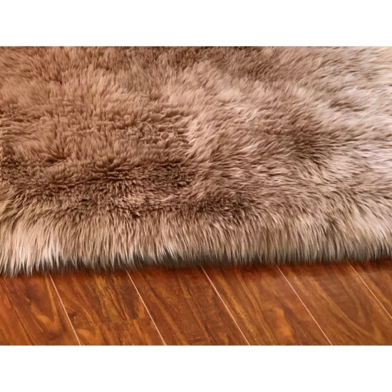 Wholesale ✨ Silver Orchid Nansen Luxurious Faux Sheepskin Round Shag Area Rug Camel 🤩 - Image 6