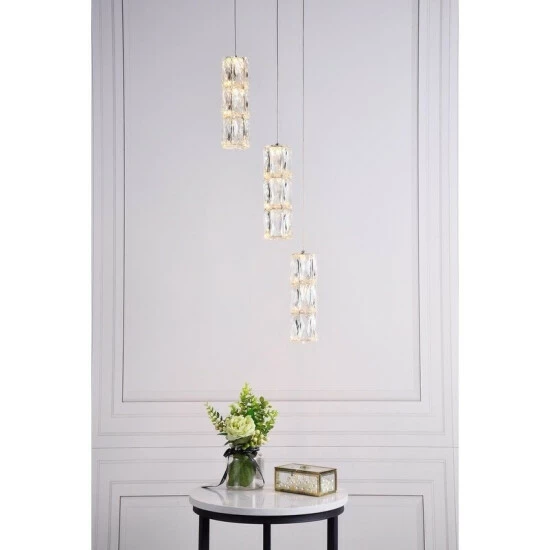 Budget 𼰠Silver Orchid Dove Pendant Clear Crystal 3-Light - 12"W X 9.2"H Chrome đ