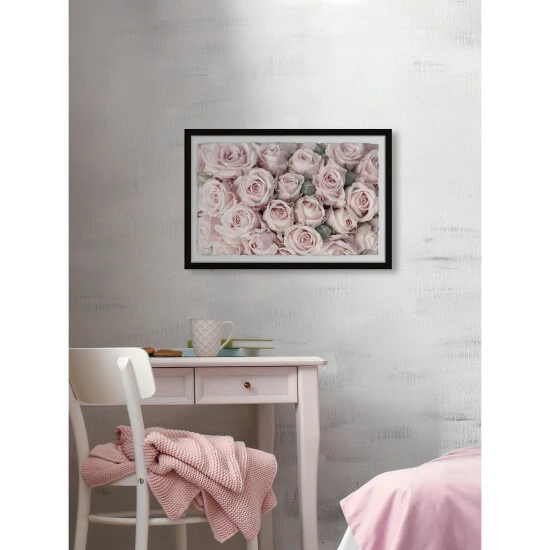 Best Pirce ๐ Silver Orchid Buds And Roses' Framed Painting Print ๐ - Image 3