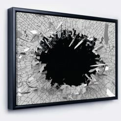 New ✨ Silver Orchid 'Abstract Broken Wall 3D Design' Abstract Framed Canvas Wall Art 👍