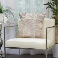 Cheap 🎁 Silver Orchid Negri Modern Laser Cut Hide Boho Throw Pillow 20" X 20" Rose 👍