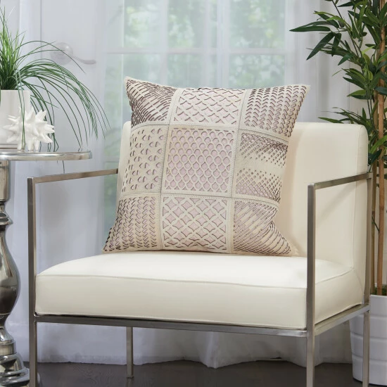 Cheap đ Silver Orchid Negri Modern Laser Cut Hide Boho Throw Pillow 20" X 20" Rose đ