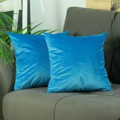 Hot Sale ⌛ Silver Orchid Arco Velvet Petrol Blue Decorative Throw Pillow Cover 🎁