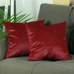 Discount 🧨 Silver Orchid Arco Velvet Carmine Red Decorative Throw Pillow Cover 🤩