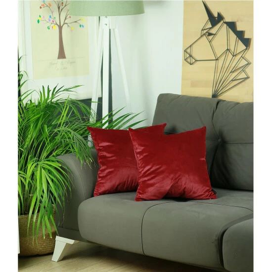 Discount 🧨 Silver Orchid Arco Velvet Carmine Red Decorative Throw Pillow Cover 🤩 - Image 2