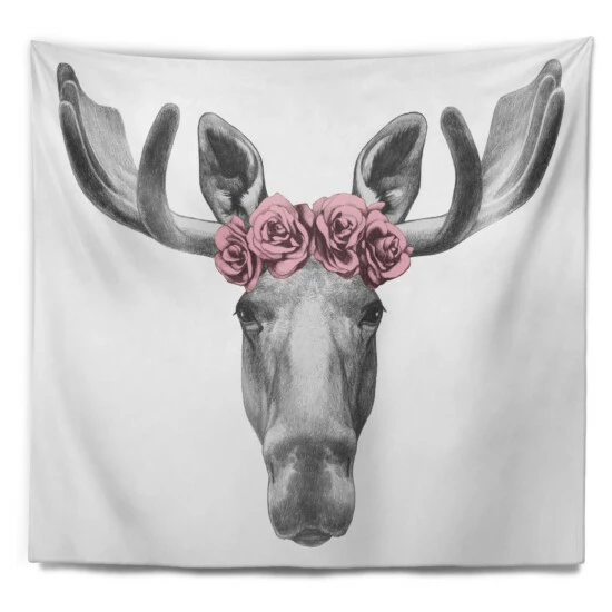 Coupon đ Silver Orchid 'Designart Moose With Floral Head Wreath' Moose Wall Tapestry đ 5 Coupon đ Silver Orchid 'Designart Moose With Floral Head Wreath' Moose Wall Tapestry đ - Image 3