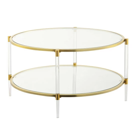Hot Sale ๐ Silver Orchid Farrar Acrylic Glass Coffee Table Clear/gold ๐คฉ