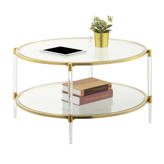 Hot Sale ๐ Silver Orchid Farrar Acrylic Glass Coffee Table Clear/gold ๐คฉ - Image 2