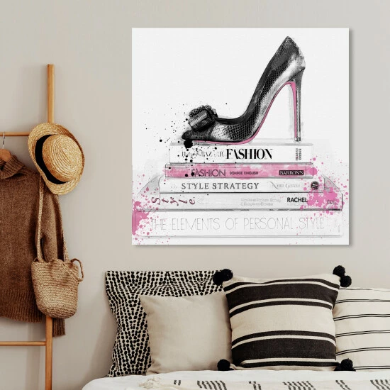Cheapest â¤ď¸ Silver Orchid 'Black đ Shoe And Pink Lady Books' Wall Art â¨