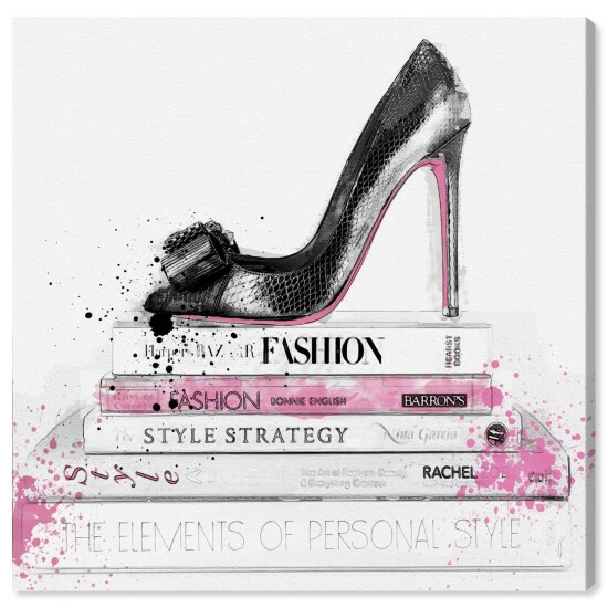 Cheapest â¤ď¸ Silver Orchid 'Black đ Shoe And Pink Lady Books' Wall Art ⨠- Image 2