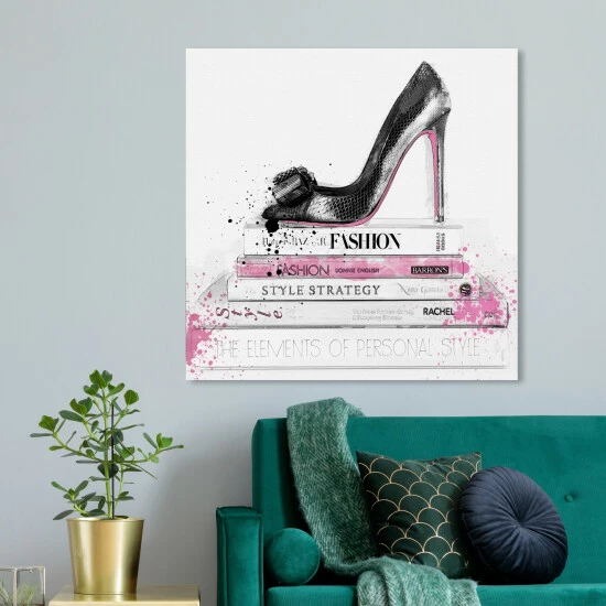 Cheapest â¤ď¸ Silver Orchid 'Black đ Shoe And Pink Lady Books' Wall Art ⨠- Image 6