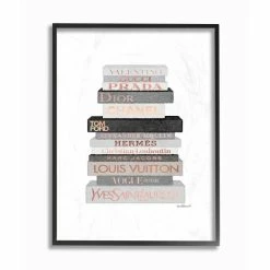 Promo 🛒 Silver Orchid Neutral Grey And Rose Gold Fashion Bookstack Framed Art - Multi-Color 🤩