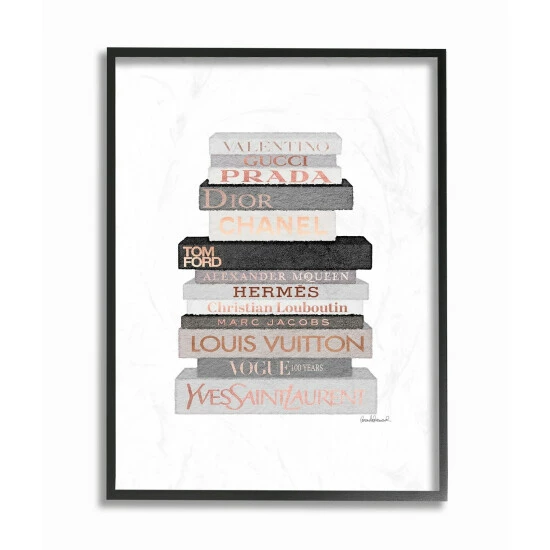 Promo ๐ Silver Orchid Neutral Grey And Rose Gold Fashion Bookstack Framed Art - Multi-Color ๐คฉ