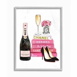 Best deal 🥰 Silver Orchid Wlach Pink Fashion Book Champagne Hells And Flowers Wall Art - 16 X 20 🛒