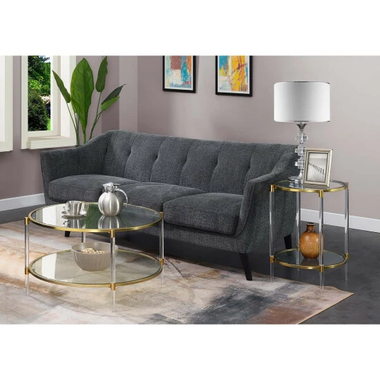Hot Sale ๐ Silver Orchid Farrar Acrylic Glass Coffee Table Clear/gold ๐คฉ - Image 4