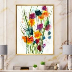 Promo ⌛ Silver Orchid 'Indigo, Green And Yellow Watercolor' Cottage Framed Canvas - Multi-color ⌛