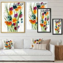 Promo ⌛ Silver Orchid 'Indigo, Green And Yellow Watercolor' Cottage Framed Canvas - Multi-color ⌛ -Silver Orchid Shop unnamed file 5938