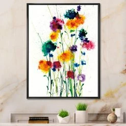 Promo ⌛ Silver Orchid 'Indigo, Green And Yellow Watercolor' Cottage Framed Canvas - Multi-color ⌛ -Silver Orchid Shop unnamed file 5941