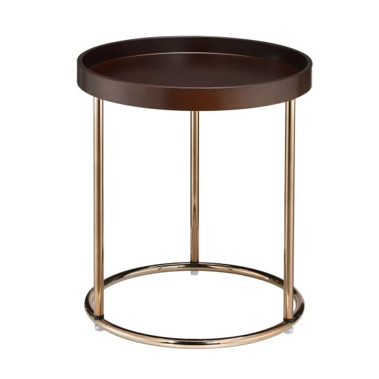 Best Sale 🧨 Silver Orchid Bruns Round Espresso Tray Table ✨ - Image 2