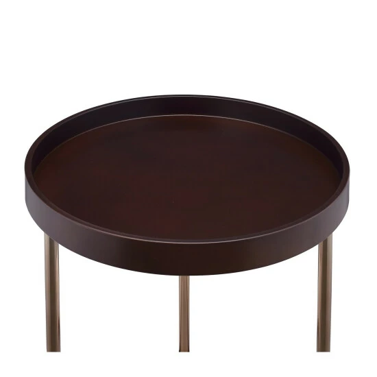 Best Sale 🧨 Silver Orchid Bruns Round Espresso Tray Table ✨ - Image 3