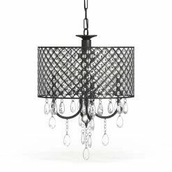 Coupon ❤️ Silver Orchid Berger Antique Black 4-light Round Crystal Chandelier 🔥