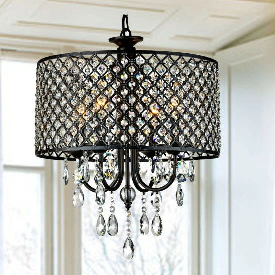 Coupon ❤️ Silver Orchid Berger Antique Black 4-light Round Crystal Chandelier 🔥 - Image 2