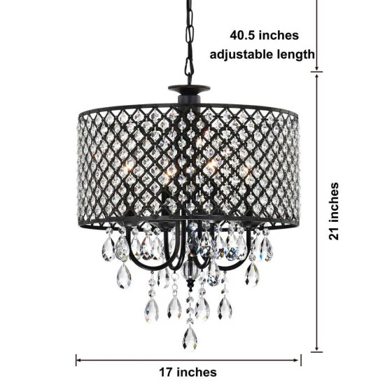 Coupon ❤️ Silver Orchid Berger Antique Black 4-light Round Crystal Chandelier 🔥 - Image 7