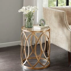 Flash Sale 🌟 Silver Orchid Grant Gold/ Glass Metal Eyelet Accent Table ✔️