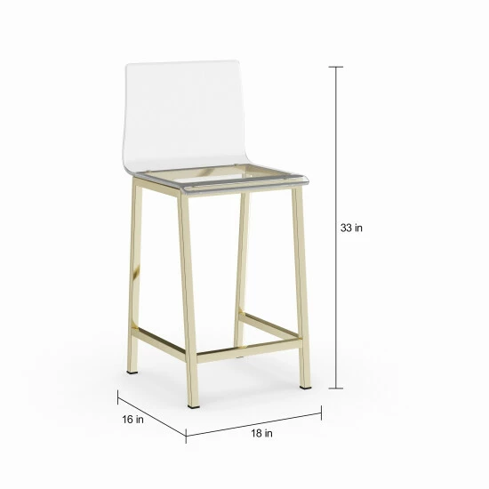 Top 10 đ Silver Orchid Svendsen Clear Acrylic Counter Stool (Set Of 2) Gold 𼰠- Image 4