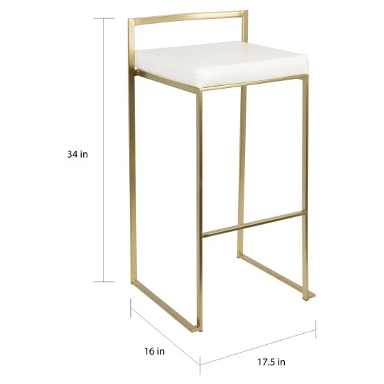 Top 10 đ Silver Orchid Forrest Gold Stackable Bar Stools (Set Of 2) White Velvet đ - Image 6