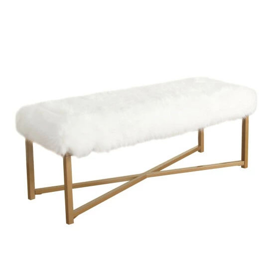 Brand new đ Silver Orchid Kelly Faux Fur White Rectangle Bench 𼰠- Image 2